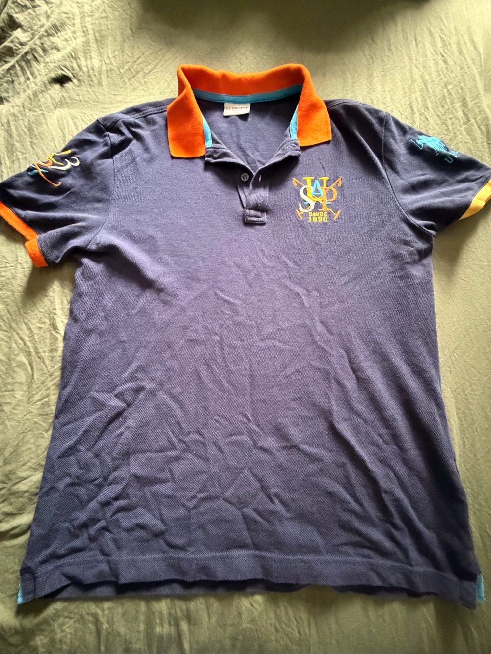 U.S. Polo Assn. Navy Polo with Orange Trim